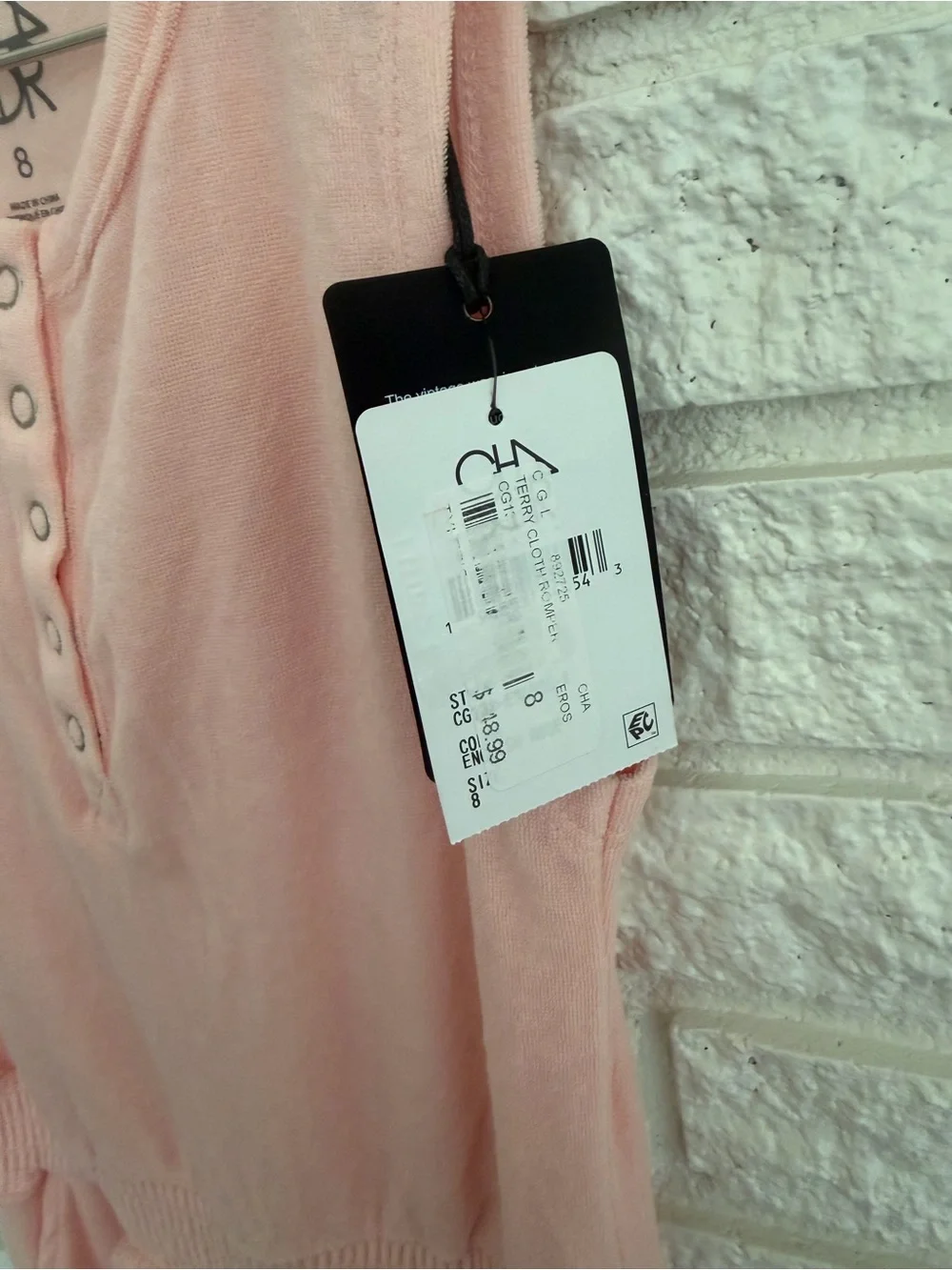 Chaser Girls' Light Pink Terry Swim Coverup Romper